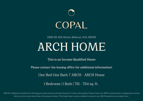 A poster advertising an income qualified home with the address of 1366 NE 18th Street, Bellevue, WA, 98005.